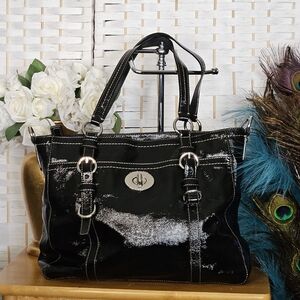 Coach Chelsea Black Patent Leather Tote Bag w/Crossbody Strap